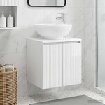 vidaXL Vanité de lavabo mural Blanc brillant 49 5 x 44 5 x 65 cm
