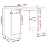 vidaXL Bureau sonoma gris 120x42x76 cm bois d'ingénierie