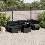 vidaXL Salon de jardin 8 Pièces avec coussins noir résine tressée