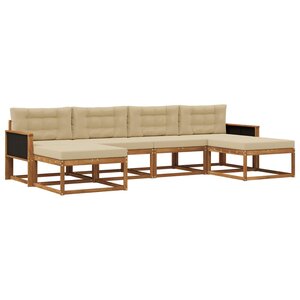 vidaXL Ensemble de canapés d'extérieur 6 pc Naturel et Beige