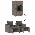 vidaXL Salon de jardin 5 Pièces avec coussins empilable gris polyrotin