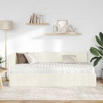 vidaXL Cadre de lit d'angle avec matelas Crème 100 x 200 cm Velours