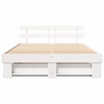 vidaXL Cadre de lit avec tête de lit Blanc 160 x 200 cm Pin massif