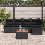 vidaXL Ensemble de canapé de jardin 6 Pièces Noir Poly rotin