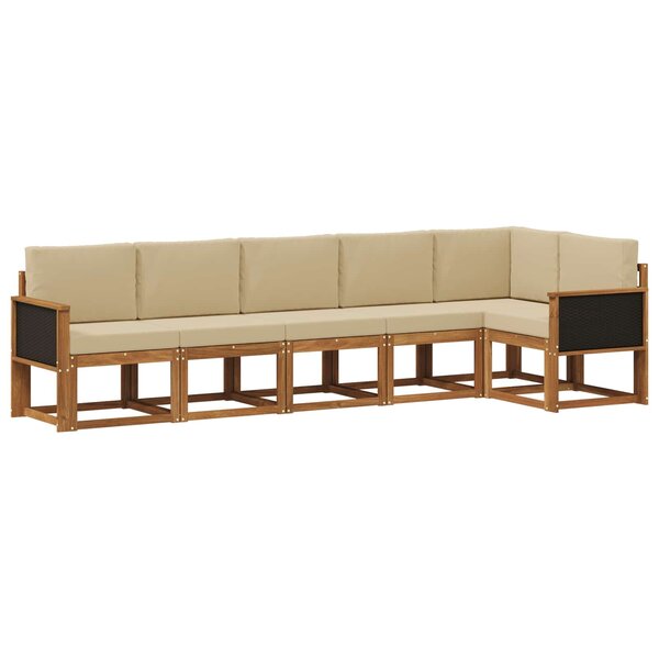 vidaXL Ensemble de canapés d'extérieur 6 pc Naturel et Beige Polyester
