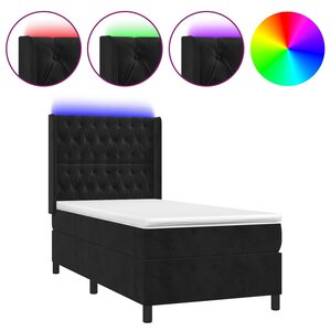 vidaXL Sommier à lattes de lit matelas et LED Noir 100x200 cm Velours