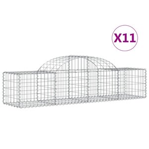 vidaXL Paniers à gabions arqués 11 Pièces 200x50x40/60 cm fer galvanisé