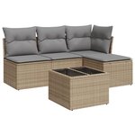 vidaXL Salon de jardin avec coussins 5 Pièces beige résine tressée