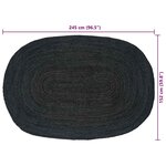 vidaXL Tapis de surface ovale Noir 152 x 245 cm Jute