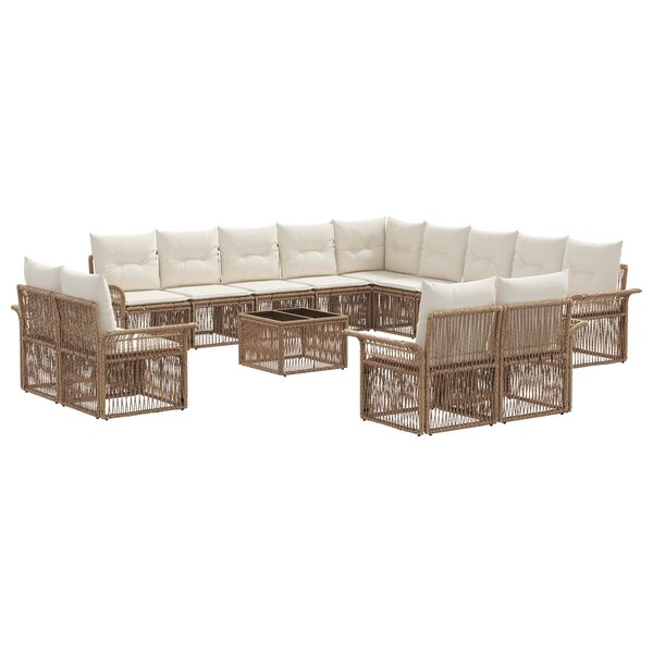 vidaXL Ensemble de canapé de jardin 14 Pièces Beige et blanc crème