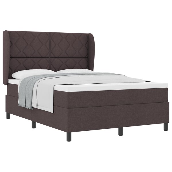 Lit Box Spring vidaXL avec Matelas en Marron Foncé  140x190 cm Tissu