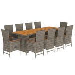 vidaXL Ensemble à manger de jardin 11Pièces avec coussins gris poly rotin