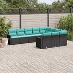vidaXL Salon de jardin 10 Pièces avec coussins noir résine tressée