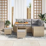 vidaXL Ensemble de canapé de jardin 8 Pièces Beige et Gris clair
