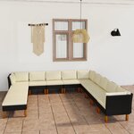 vidaXL Salon de jardin 12 Pièces avec coussins Résine tressée Noir