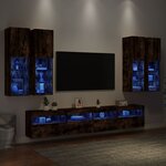 vidaXL Ensemble de meubles TV muraux 7 Pièces et lumières LED chêne fumé