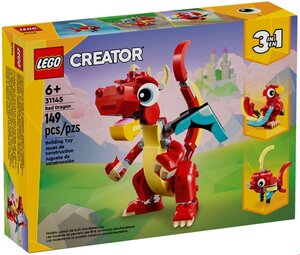 LEGO Creator - Set 3-en-1 Le dragon rouge (31145) pour enfants à partir de 6 ans