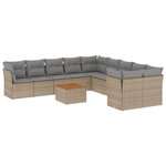 vidaXL Salon de jardin et coussins 11 Pièces mélange beige résine tressée