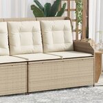 vidaXL Banc inclinable de jardin avec coussins beige résine tressée