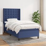 vidaXL Sommier à lattes de lit avec matelas Bleu 90x200 cm Tissu