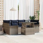vidaXL Ensemble de canapé de jardin 7 Pièces Gris Poly Rattan