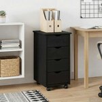 vidaXL Cabinet roulant 34 x 39 x 65 5 cm Bois de Pin Massif Noir