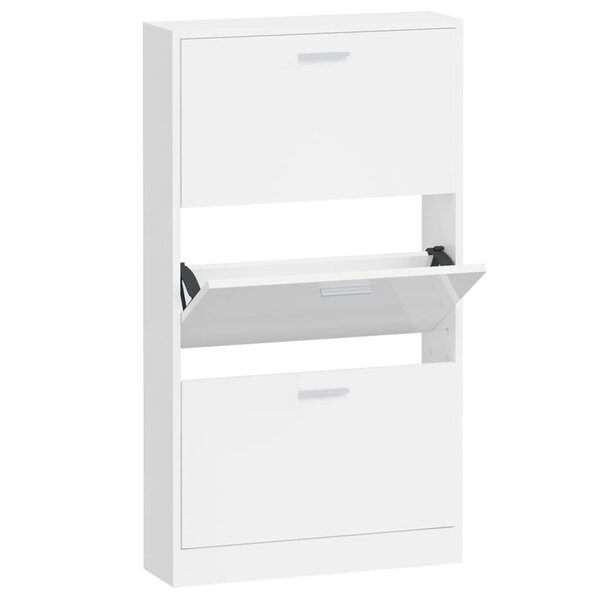vidaXL Armoire à chaussure Blanc brillant 59x17x108 cm Bois ingénierie