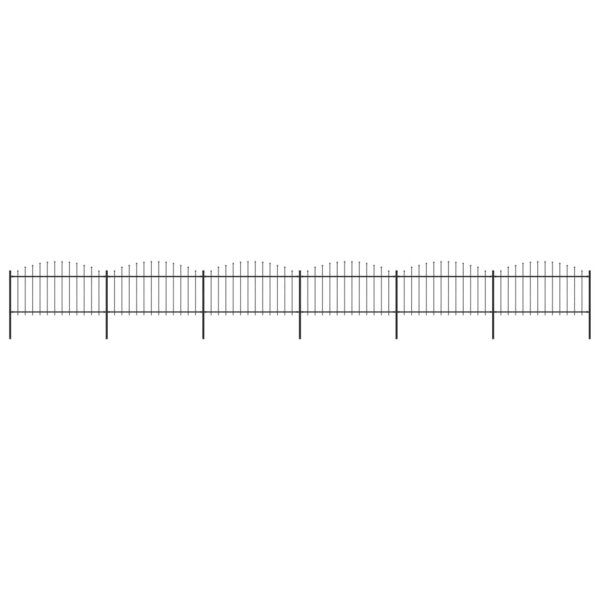 vidaXL Clôture de jardin à dessus en lance Acier (1 25-1 5)x10 2m Noir