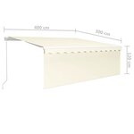 vidaXL Auvent manuel rétractable avec store et LED 4x3 m Crème