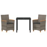 vidaXL Set de Dîner de Jardin 3 Pièces avec Coussins Gris Rattan Poly