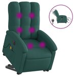 vidaXL Fauteuil inclinable de massage électrique Vert foncé Tissu