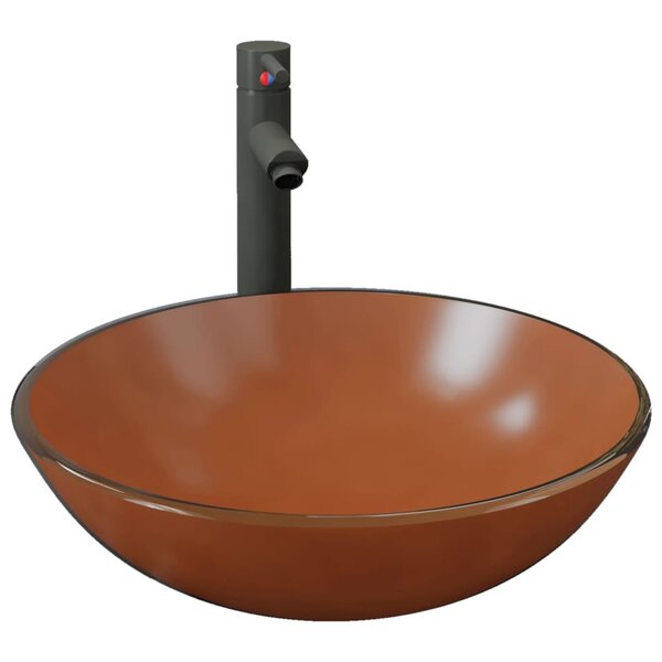 vidaXL Lavabo de bain avec robinet et drain à poussoir Verre trempé