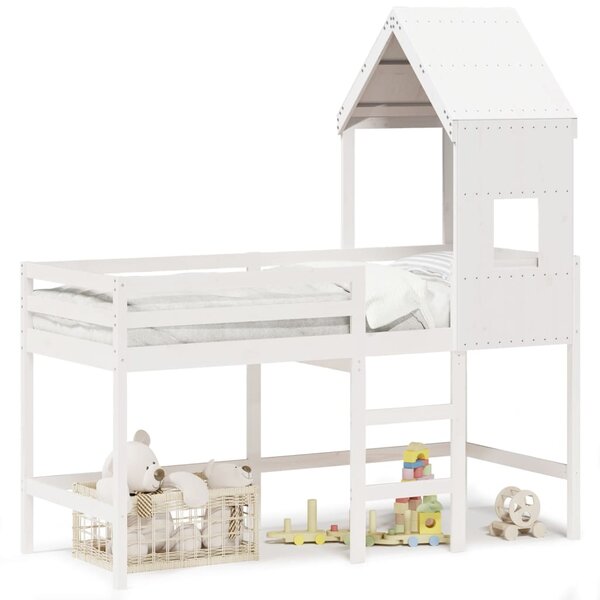 vidaXL Lit superposé avec échelle et toit sans matelas blanc 80x200 cm