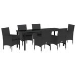 vidaXL Ensemble de salle à manger pour jardin 7 pc Noir polyrotin