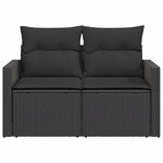 vidaXL Canapé de jardin avec coussins 2 places noir résine tressée