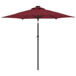 vidaXL Parasol de jardin avec LED mât en acier bordeaux 225x225x212 cm