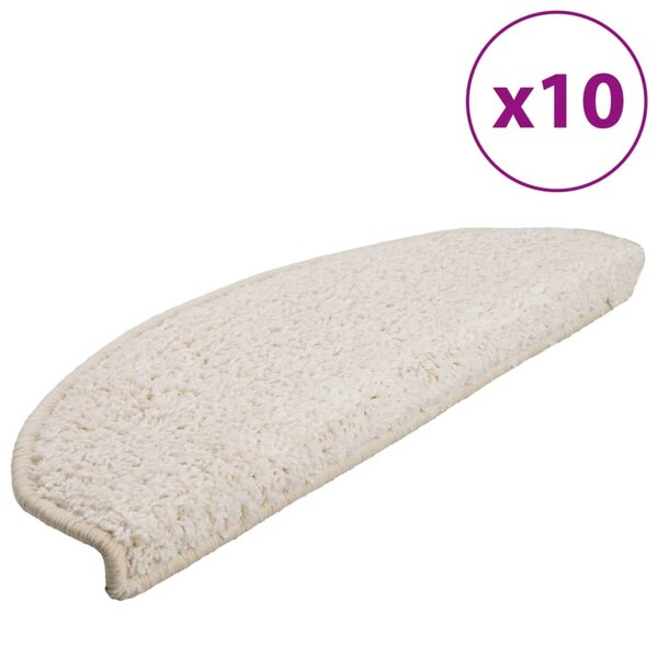 vidaXL Tapis d'escalier 10 Pièces 65x21x4 cm Blanc