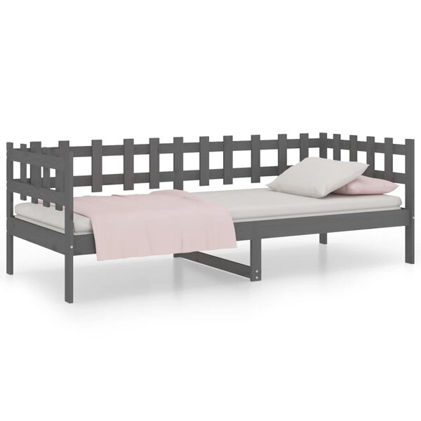 vidaXL Lit de jour Gris 80x200 cm Bois de pin massif