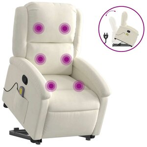vidaXL Fauteuil de massage inclinable Crème Velours