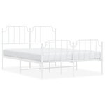 vidaXL Cadre de lit métal avec tête de lit/pied de lit blanc 140x190cm