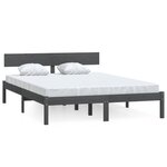 vidaXL Cadre de lit sans matelas bois massif gris 200x200 cm