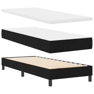 vidaXL Lit à ressorts avec matelas Noir 80 x 200 cm tissu