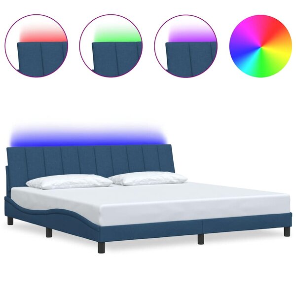 vidaXL Cadre de lit sans matelas bleu 200x200 cm tissu