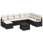 vidaXL Ensemble de canapé de jardin 9 Pièces Noir Poly rotin