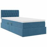 vidaXL Lit de rangement LED avec matelas Bleu foncé 90 x 200 cm