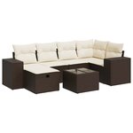vidaXL Salon de jardin avec coussins 7 Pièces marron résine tressée