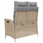 vidaXL Banc inclinable de jardin avec coussins beige résine tressée