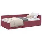 vidaXL Cadre de lit d'angle Bordeaux 90 x 190 cm tissu