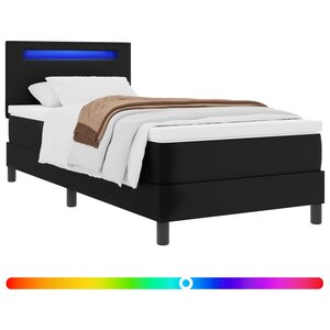 vidaXL Lit à ressorts avec bandes LED Noir 90 x 190 cm Simili cuir