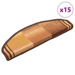 vidaXL Tapis d'escalier autocollants 15 Pièces Marron 65x21x4 cm